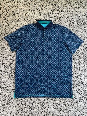 Greyson Golf Polo Shirt Blue Wolf Arrows All Over Print Men’s Size XL